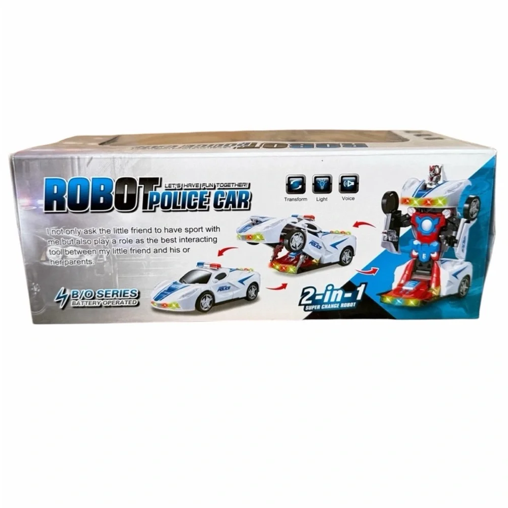 2-In-1 Robot Toy Police Car Transformer Robot With Lights And Sounds - NEW